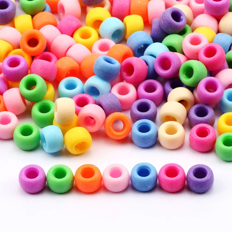 100 Pieces 6x9mm Round Acrylic Dreadlock Beads Big Hole Spacer Beads for Jewelry Making Bracelet and Necklace Craft