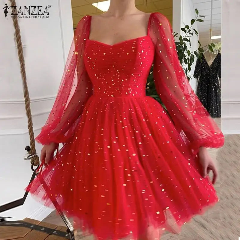 Elegant Lace Patchwork Knee Length Casual Dress For Women