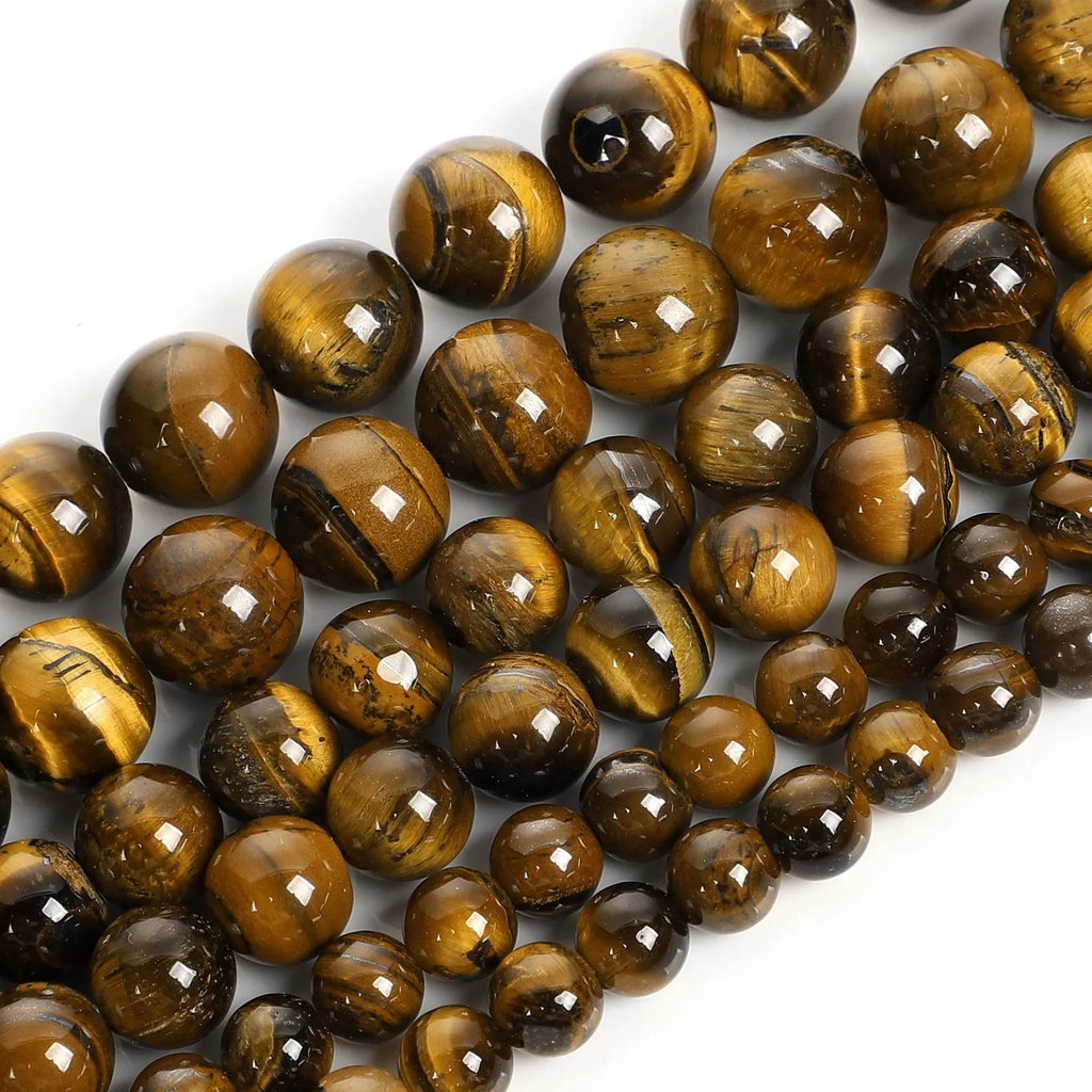 Natural Yellow Tiger Eye Stone Round Loose Beads for Jewelry Making DIY Bracelet 14 Inch Strand 4mm 6mm 8mm 10mm 12mm