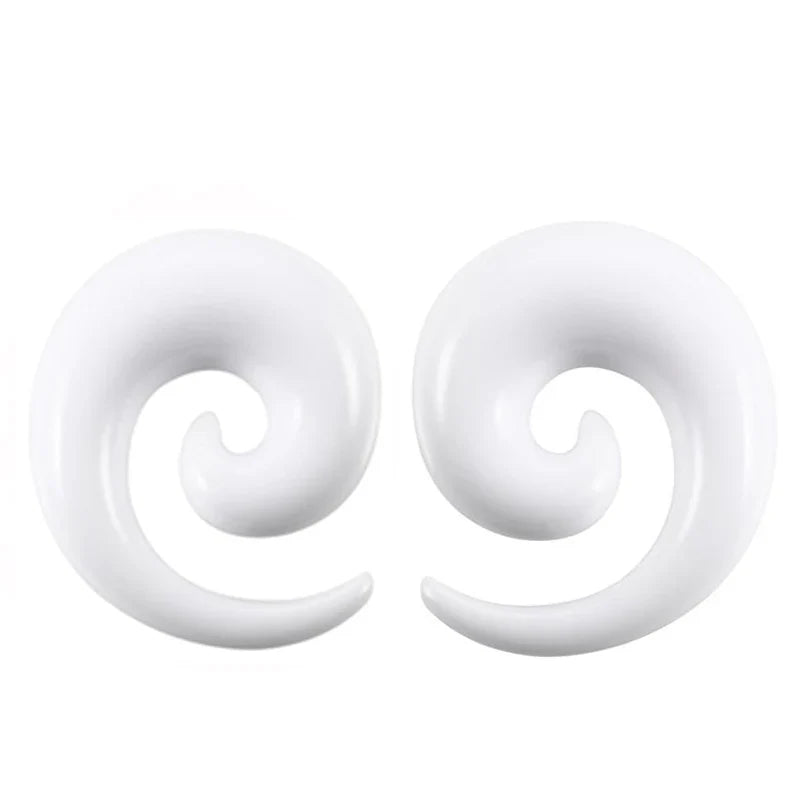 Black and White Acrylic Spiral Ear Stretcher Taper Piercing Expander Plugs 12mm to 24mm