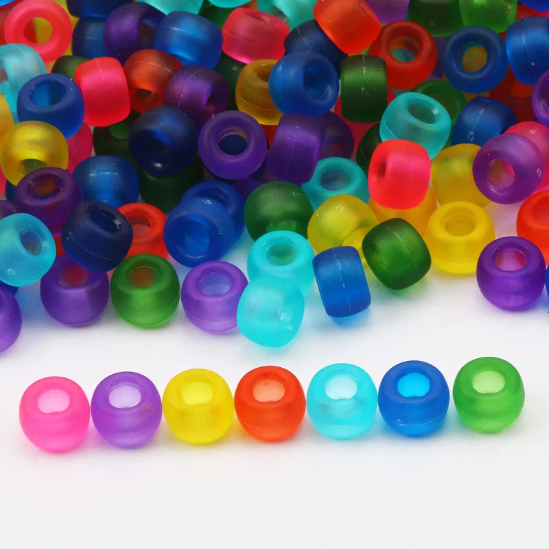 100 Pieces 6x9mm Round Acrylic Dreadlock Beads Big Hole Spacer Beads for Jewelry Making Bracelet and Necklace Craft
