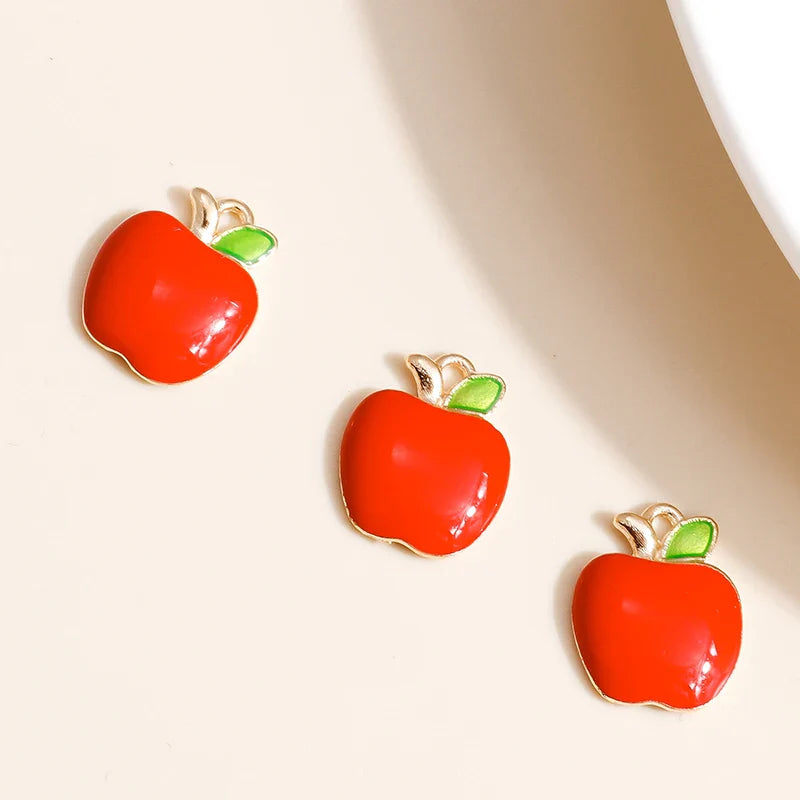 10pcs Mini Fruit Cherry Enamel Charms for DIY Jewelry Making Accessories