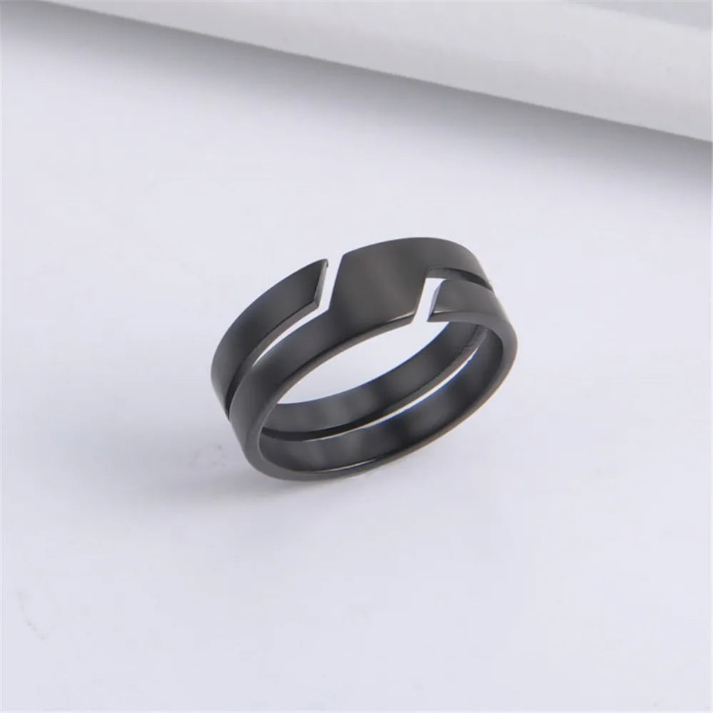 Simple Stainless Steel Couple Ring for Men Women Casual Engagement Jewelry Gift