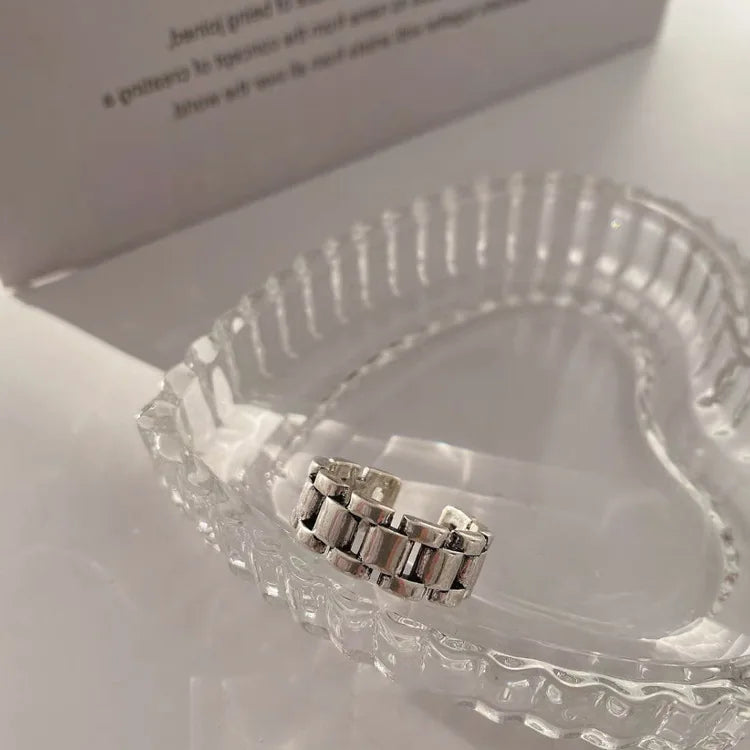 925 Sterling Silver Cross Hollow Chain Geometric Finger Ring Creative Party Jewelry Gift