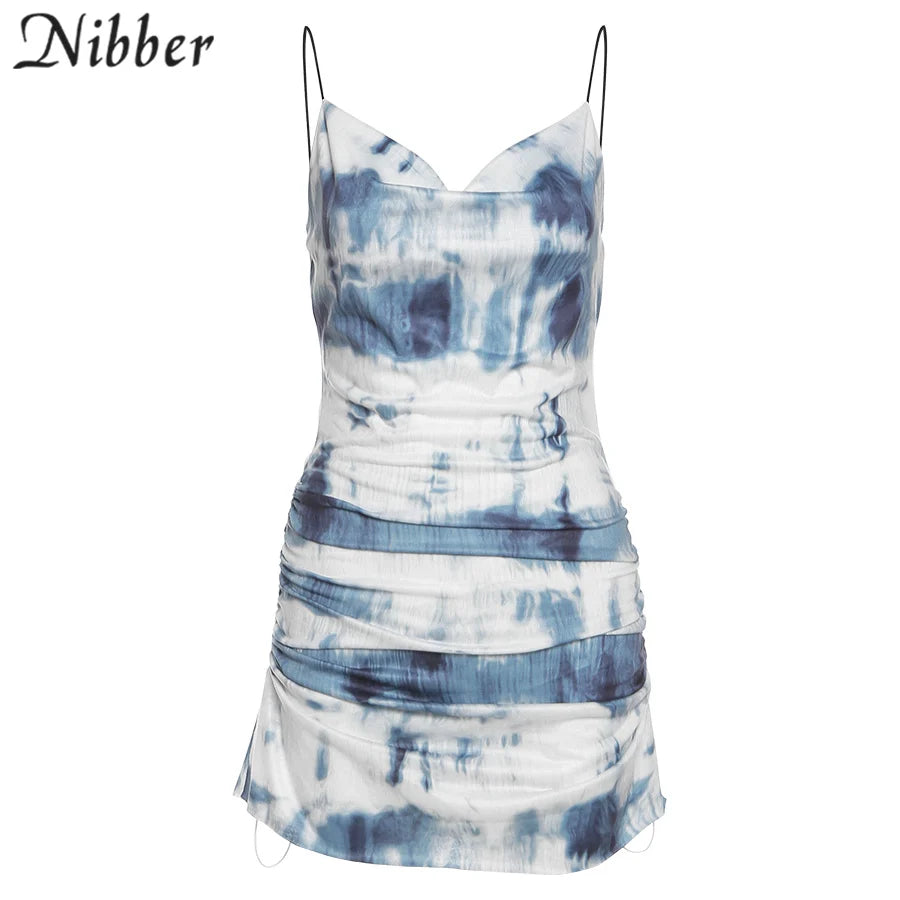 Tie Dye Summer Suspender Dress Sleeveless Low Waist