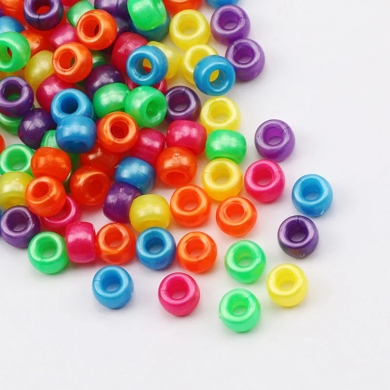 100 Pieces 6x9mm Round Acrylic Dreadlock Beads Big Hole Spacer Beads for Jewelry Making Bracelet and Necklace Craft