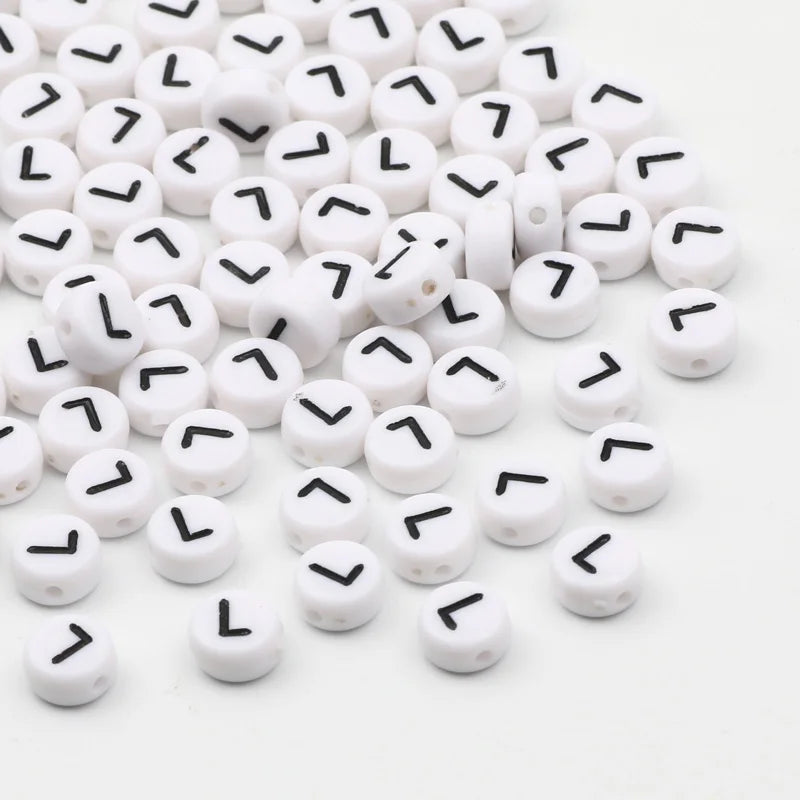 7x4mm White Round Alphabet Acrylic Spacer Beads for DIY Jewelry Making and Bracelet Accessories - Pack of 50, 100, or 200 Pieces