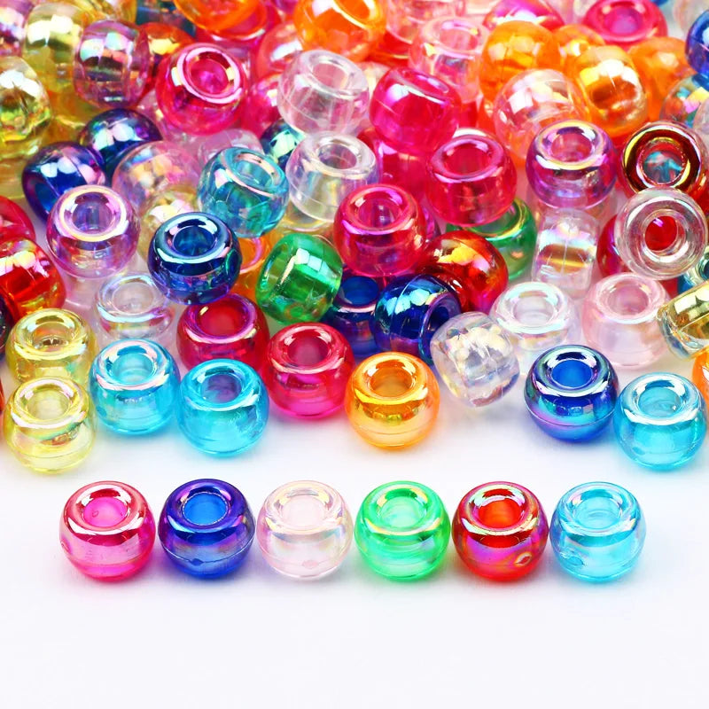 100 Pieces 6x9mm Round Acrylic Dreadlock Beads Big Hole Spacer Beads for Jewelry Making Bracelet and Necklace Craft