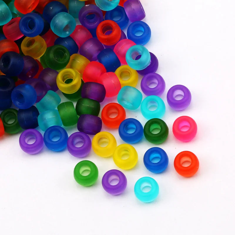 100 Pieces 6x9mm Round Acrylic Dreadlock Beads Big Hole Spacer Beads for Jewelry Making Bracelet and Necklace Craft