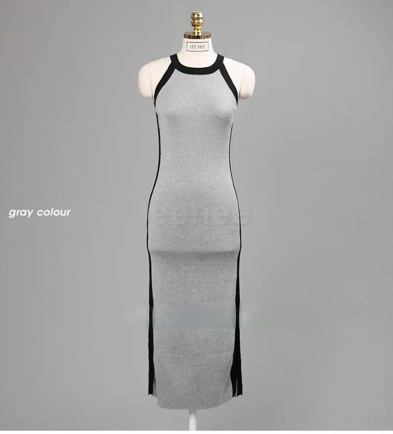 Womens Summer Bodycon Maxi Dress Sleeveless Bandage Knit