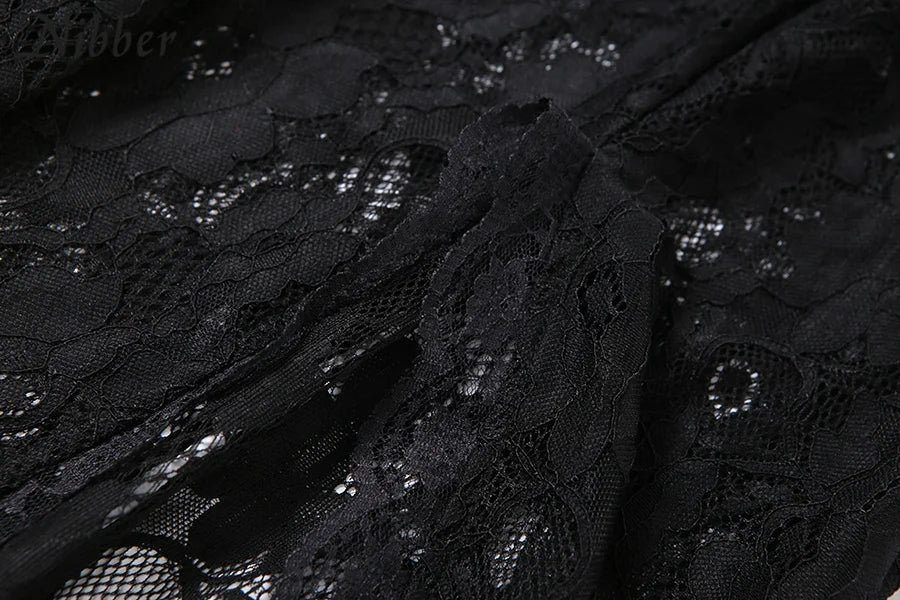 Sexy Hollow Lace Bodycon Long Dress For Women See Through