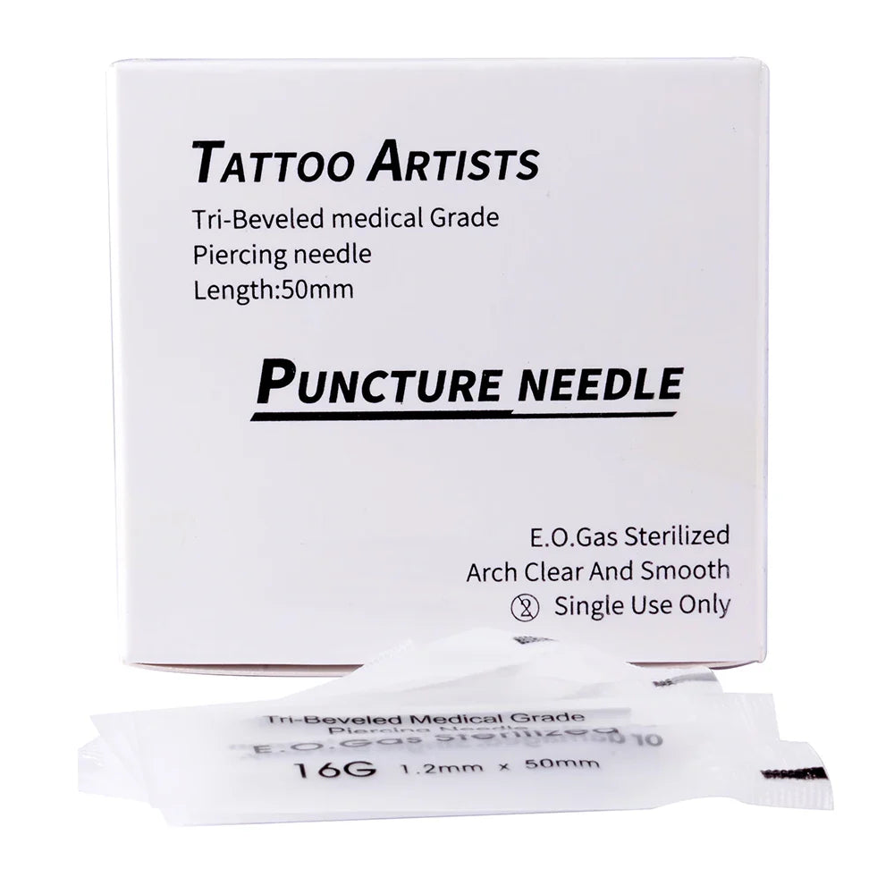 Surgical Steel Disposable Body Piercing Needles Sterile Medical Grade 12G to 20G Individual Pack