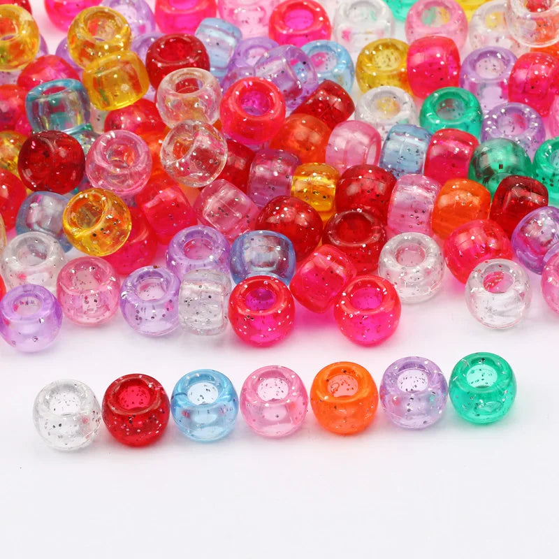 100 Pieces 6x9mm Round Acrylic Dreadlock Beads Big Hole Spacer Beads for Jewelry Making Bracelet and Necklace Craft