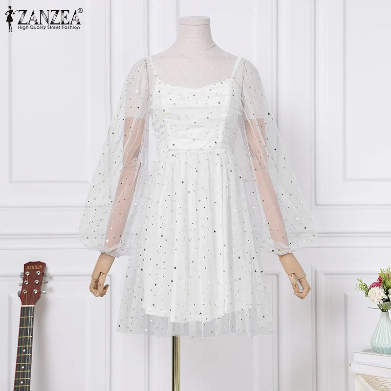 Elegant Lace Patchwork Knee Length Casual Dress For Women