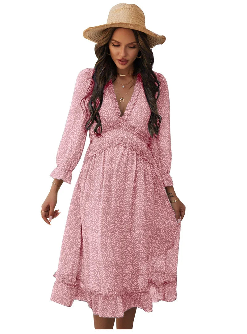 Floral Chiffon Maxi Dress With V Neck And Butterfly Sleeves