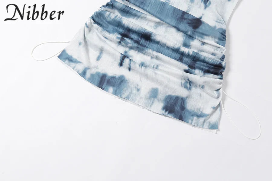 Tie Dye Summer Suspender Dress Sleeveless Low Waist
