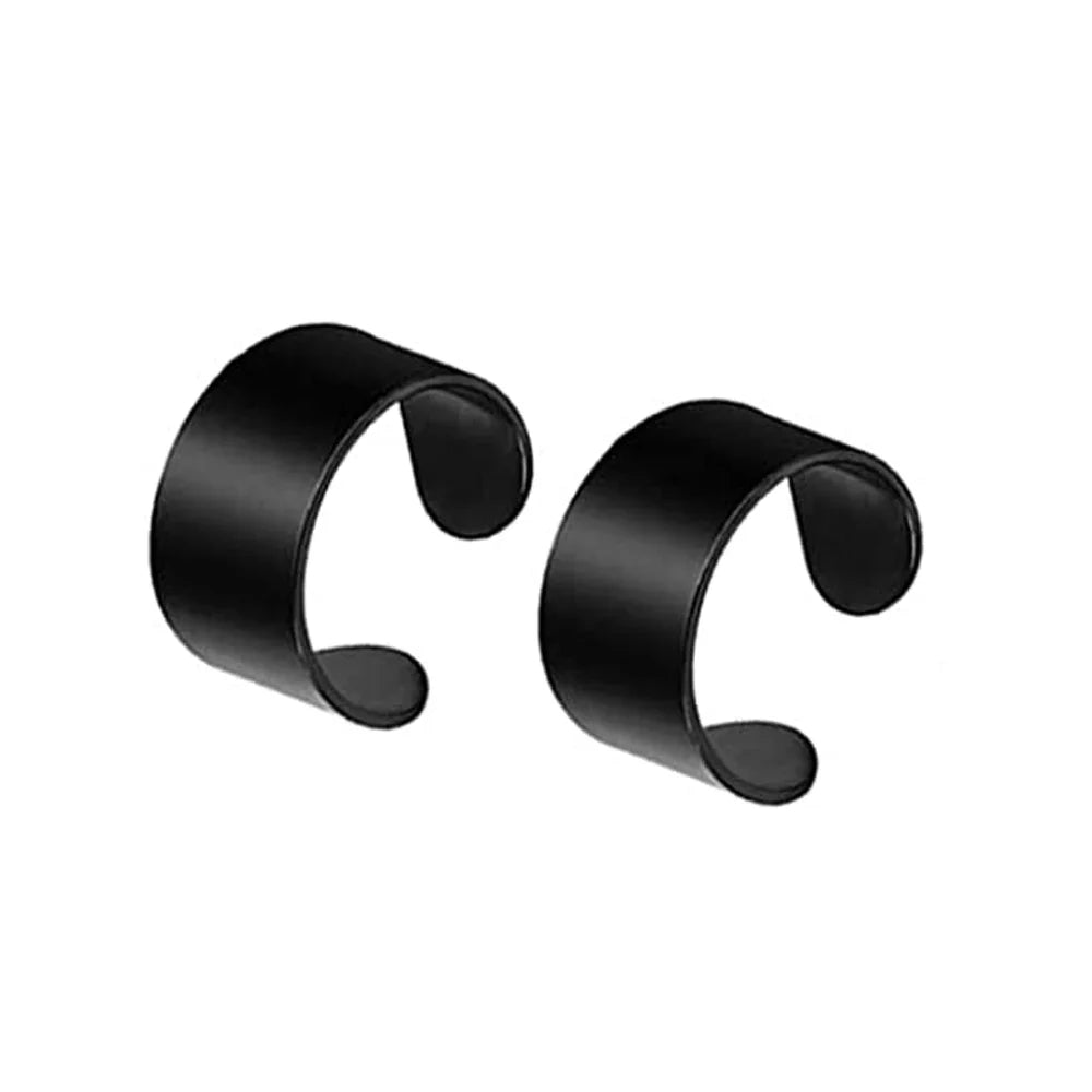 Magnetic Clip Earrings Stainless Steel Non-Piercing Stud Earrings for Men and Women with Black CZ