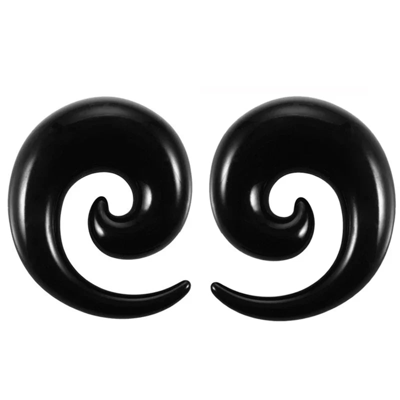 Black and White Acrylic Spiral Ear Stretcher Taper Piercing Expander Plugs 12mm to 24mm
