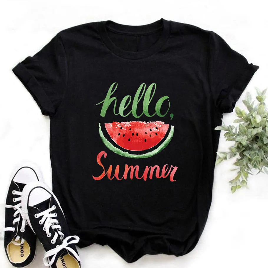 Travel Plane Heart Love Print Cotton Women T Shirt Casual Funny Gift Tee for Young Girls