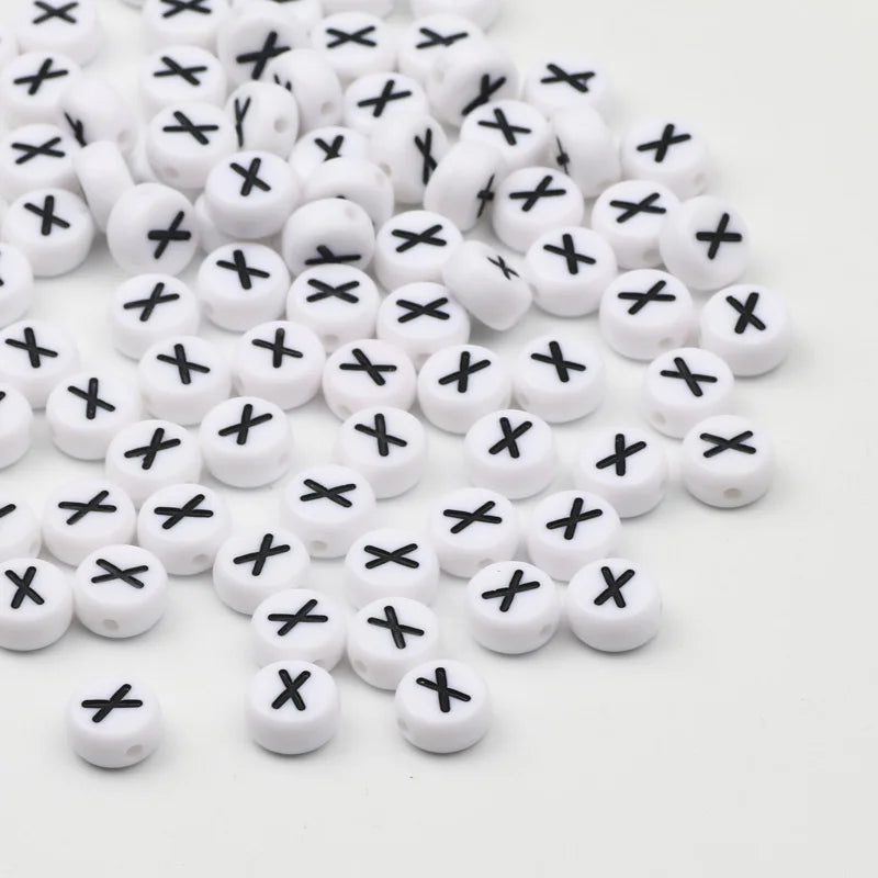 7x4mm White Round Alphabet Acrylic Spacer Beads for DIY Jewelry Making and Bracelet Accessories - Pack of 50, 100, or 200 Pieces