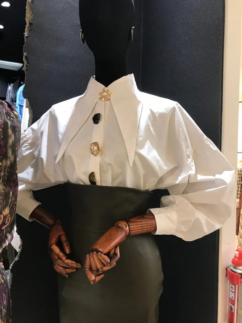 Comfortable Long Sleeve Office Blouse for Women with Turn Down Collar Classic Fit Shirt Blusas for Work and Casual Wear