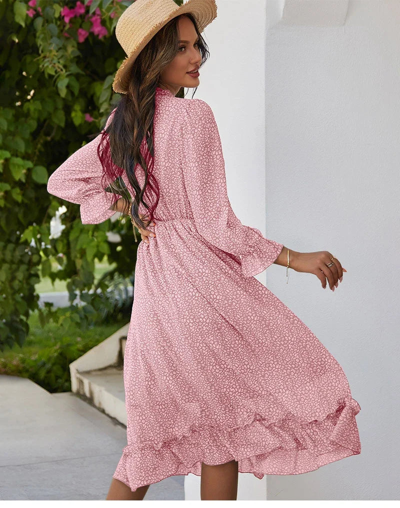 Floral Chiffon Maxi Dress With V Neck And Butterfly Sleeves