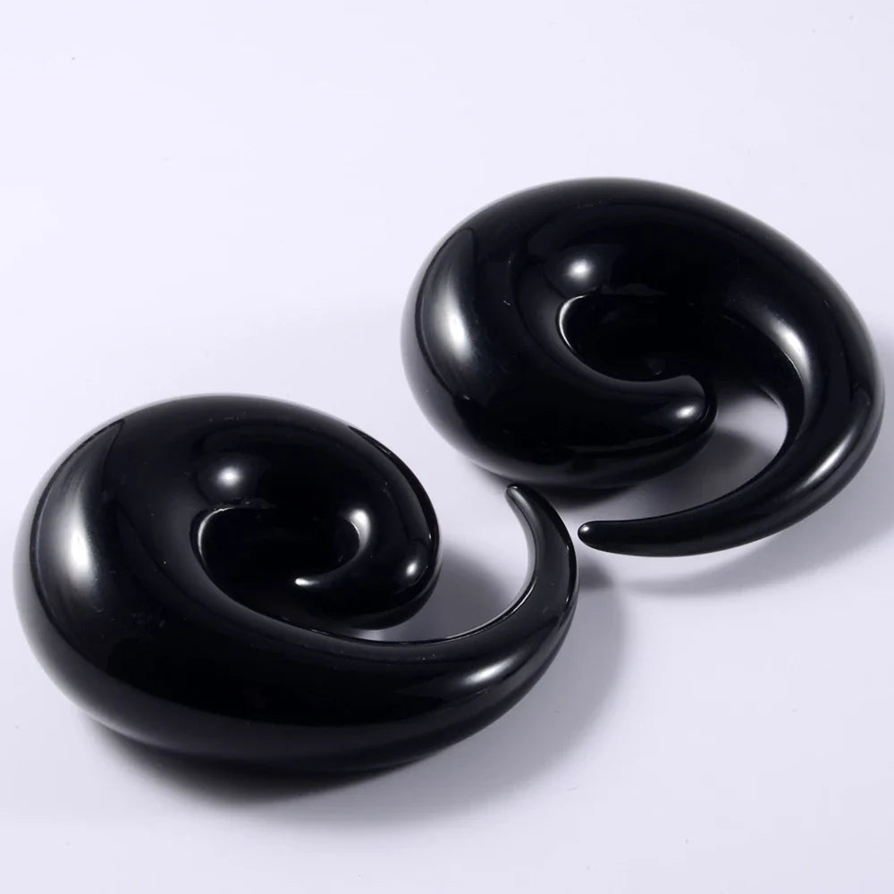 Black and White Acrylic Spiral Ear Stretcher Taper Piercing Expander Plugs 12mm to 24mm
