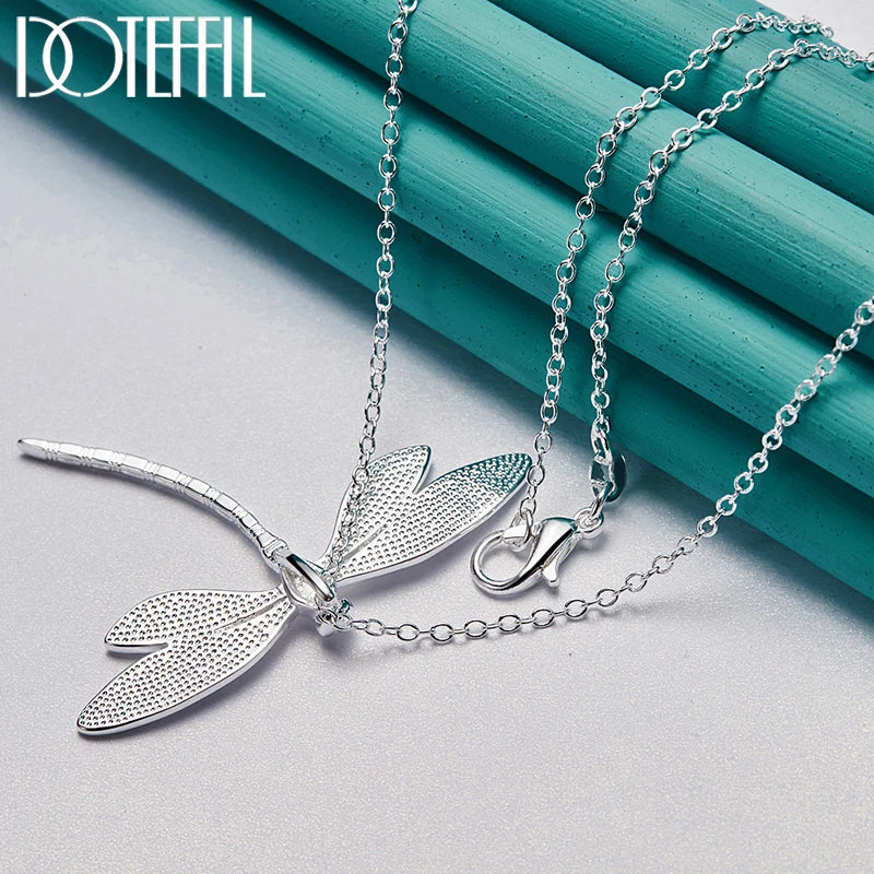 925 Sterling Silver Dragonfly Pendant Necklace for Women 40-75cm Chain Fashion Jewelry