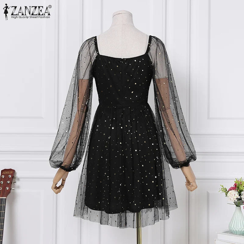 Elegant Lace Patchwork Knee Length Casual Dress For Women