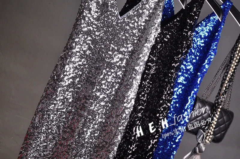 Sequin Dress Sleeveless Backless V Neck Party Nightclub