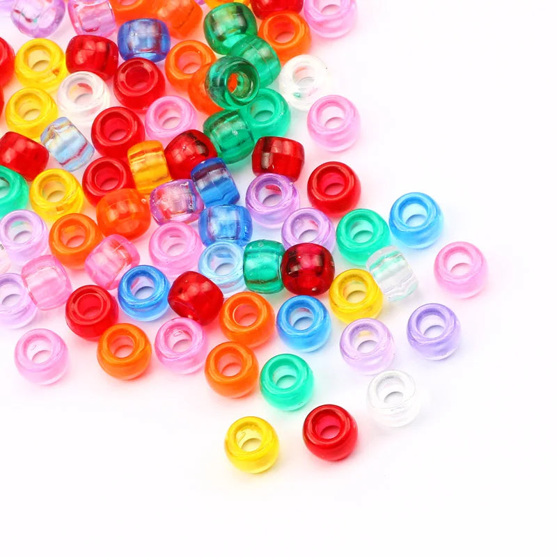 100 Pieces 6x9mm Round Acrylic Dreadlock Beads Big Hole Spacer Beads for Jewelry Making Bracelet and Necklace Craft