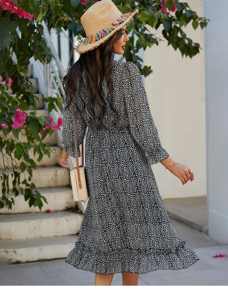 Floral Chiffon Maxi Dress With V Neck And Butterfly Sleeves