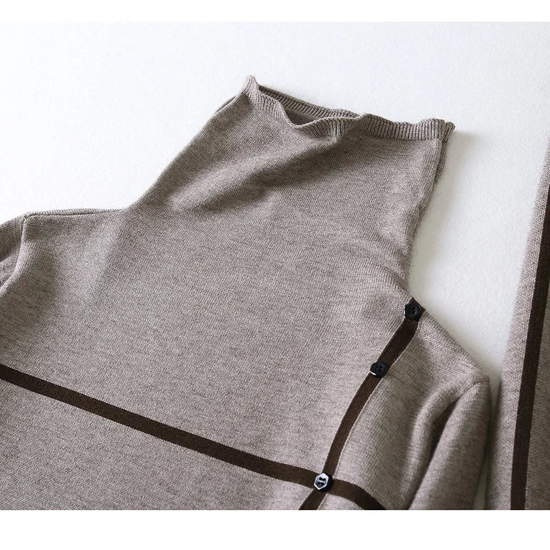 Knitted Sweater Suit Set for Women with Long Sleeve Pullover and Wide Leg Pants for Autumn and Winter Warmth