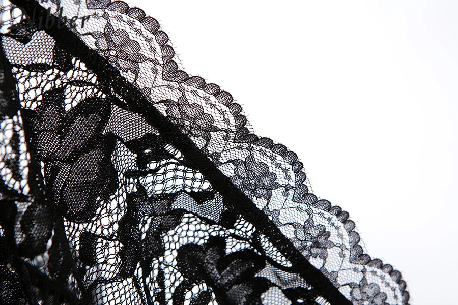 Sexy Hollow Lace Bodycon Long Dress For Women See Through