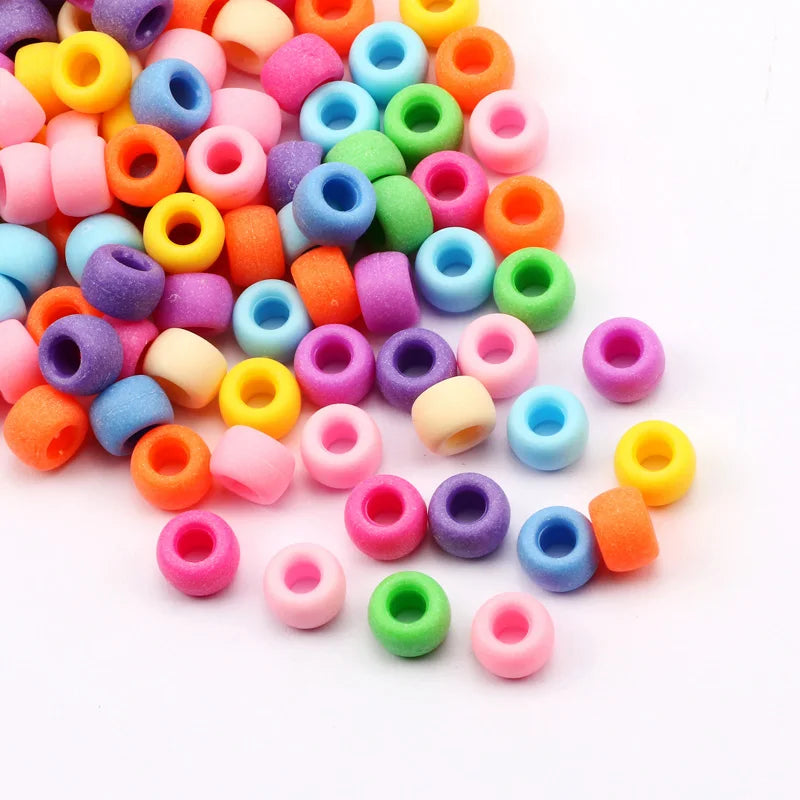 100 Pieces 6x9mm Round Acrylic Dreadlock Beads Big Hole Spacer Beads for Jewelry Making Bracelet and Necklace Craft
