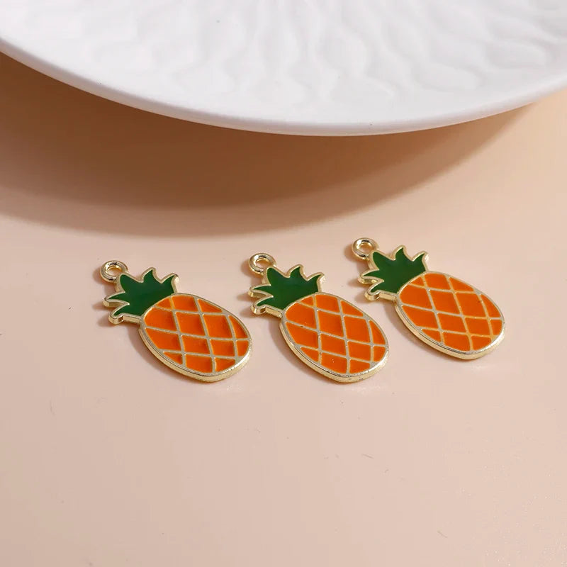 10pcs Mini Fruit Cherry Enamel Charms for DIY Jewelry Making Accessories