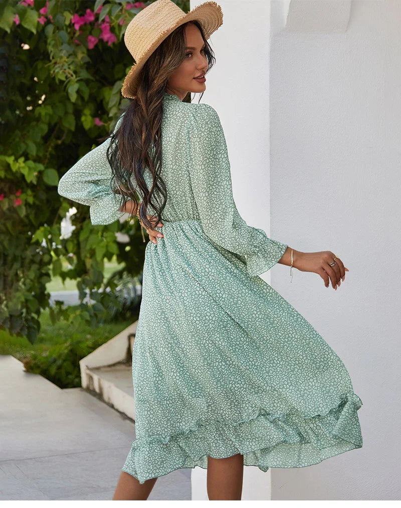 Floral Chiffon Maxi Dress With V Neck And Butterfly Sleeves