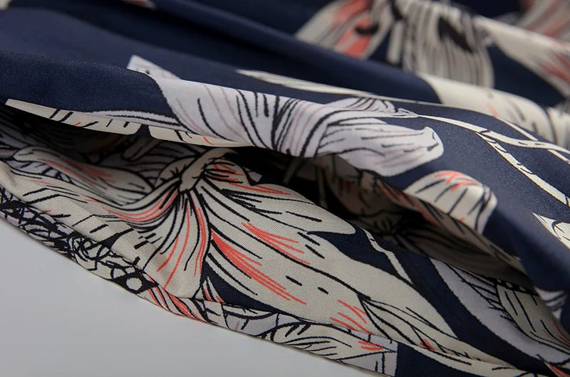 Elegant Swing Dress Round Neck Short Sleeve Printed