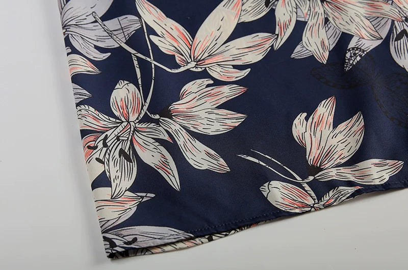 Elegant Swing Dress Round Neck Short Sleeve Printed