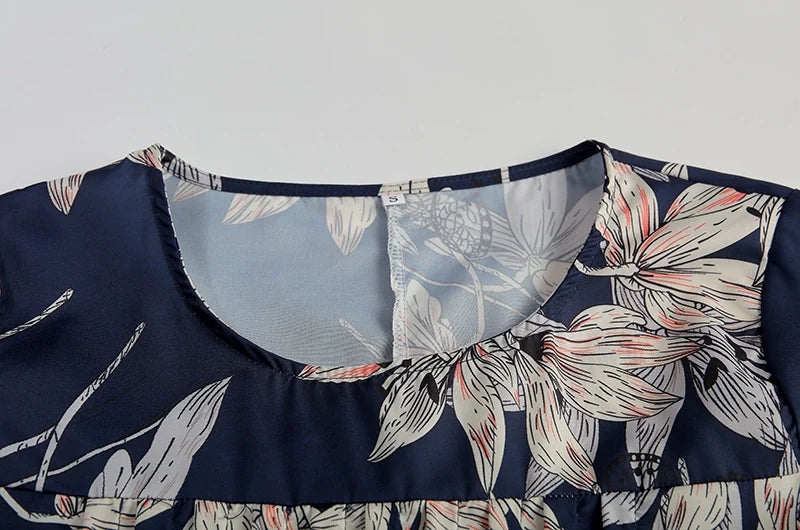 Elegant Swing Dress Round Neck Short Sleeve Printed