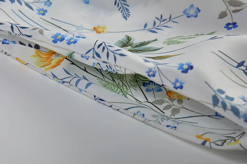 Elegant Swing Dress Round Neck Short Sleeve Printed