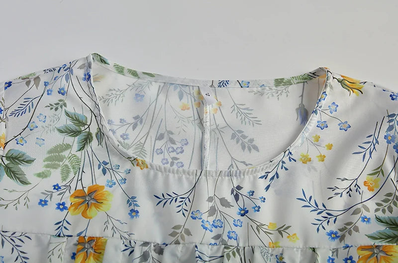 Elegant Swing Dress Round Neck Short Sleeve Printed