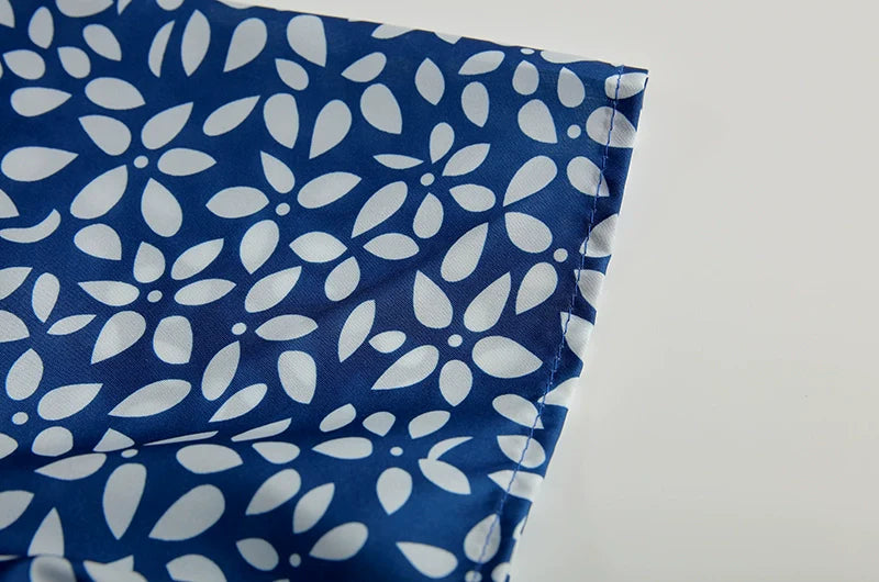 Elegant Swing Dress Round Neck Short Sleeve Printed