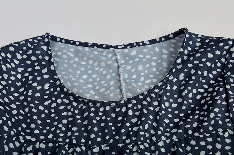 Elegant Swing Dress Round Neck Short Sleeve Printed