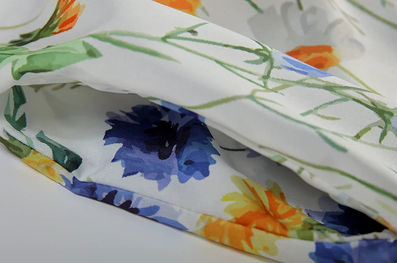 Elegant Swing Dress Round Neck Short Sleeve Printed