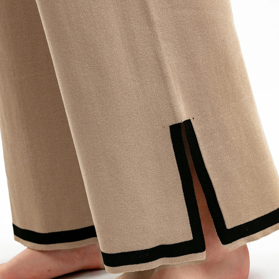 Casual Elegant Women's 2-Piece Sportswear Set with O-Neck Hoodie and Wide Leg Pants for Autumn and Winter