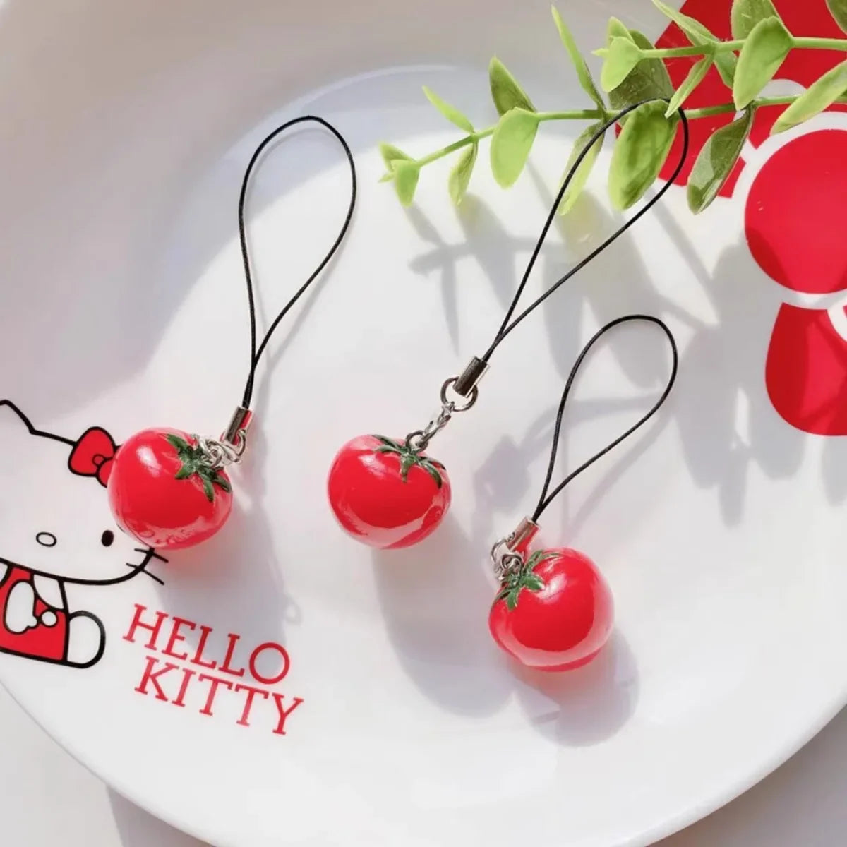 Acrylic Fruit Keychain Adorable Tomato and Strawberry Bag Pendant