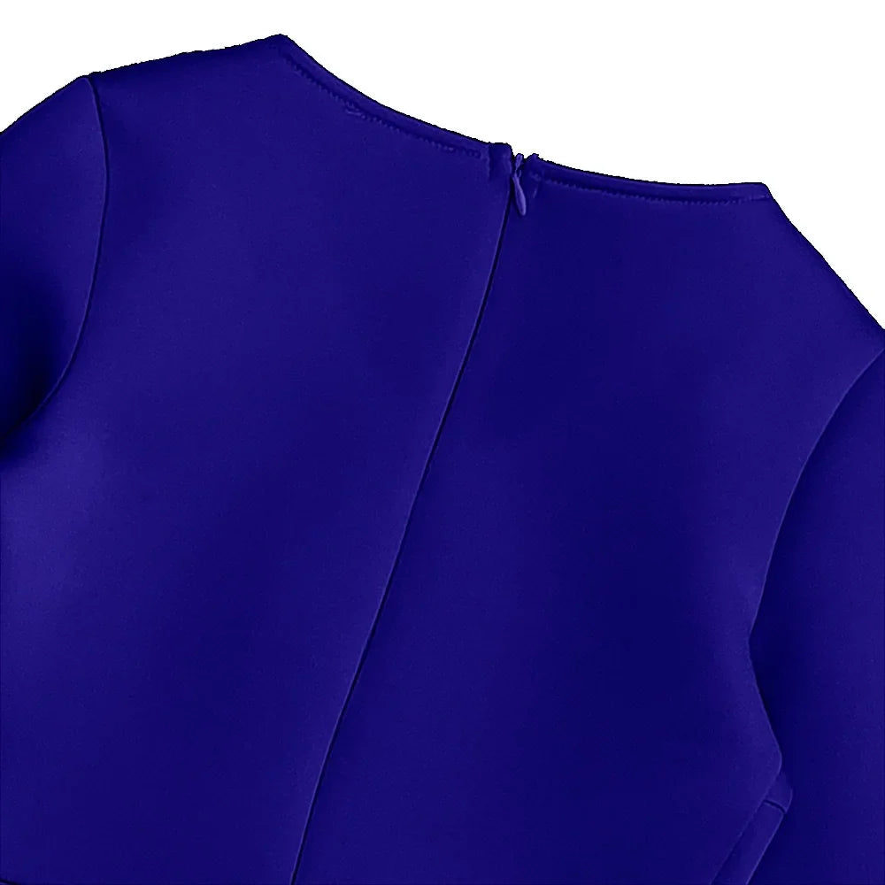 V Neck Sheath Mermaid Dress With Flare Sleeve White Blue