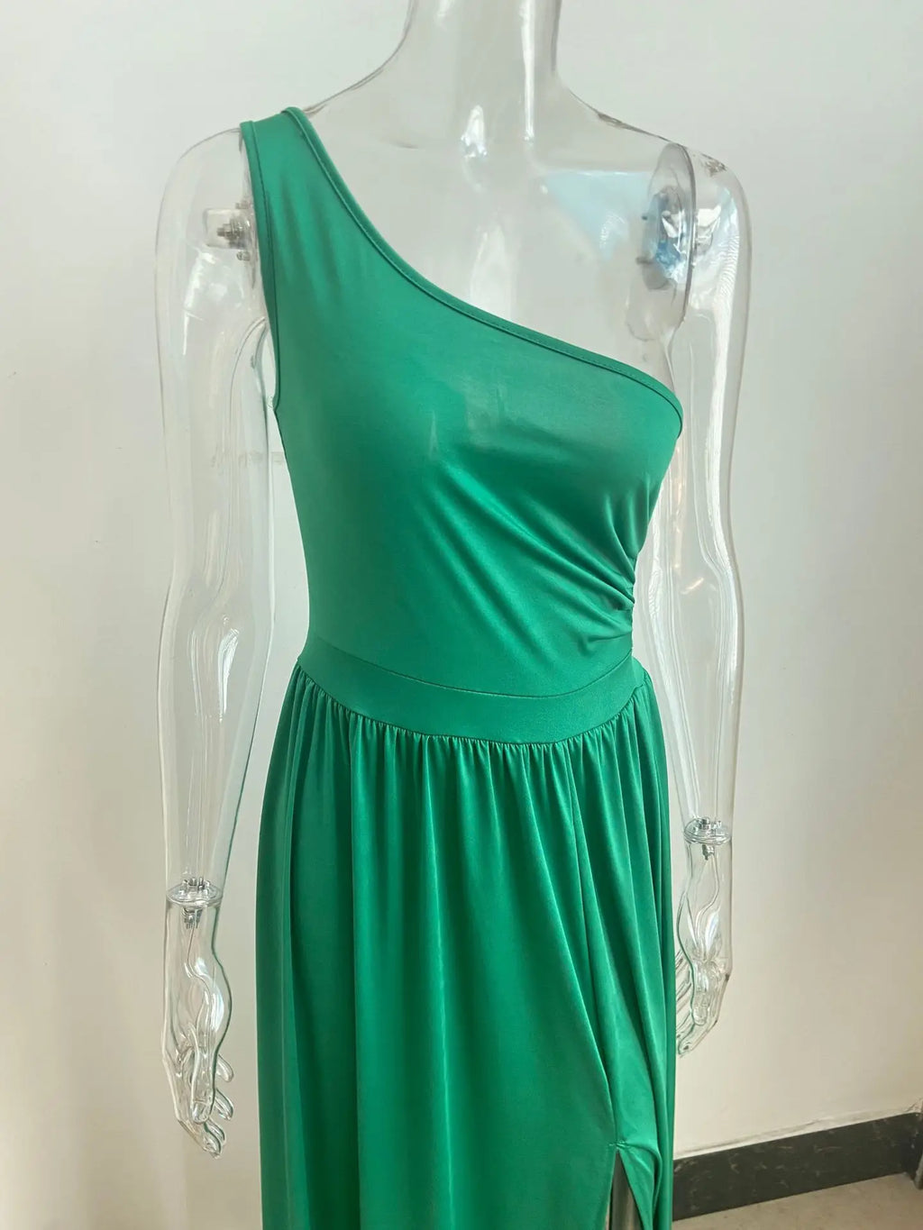 One Shoulder Slit Maxi Dress Elegant Evening Gown For Women