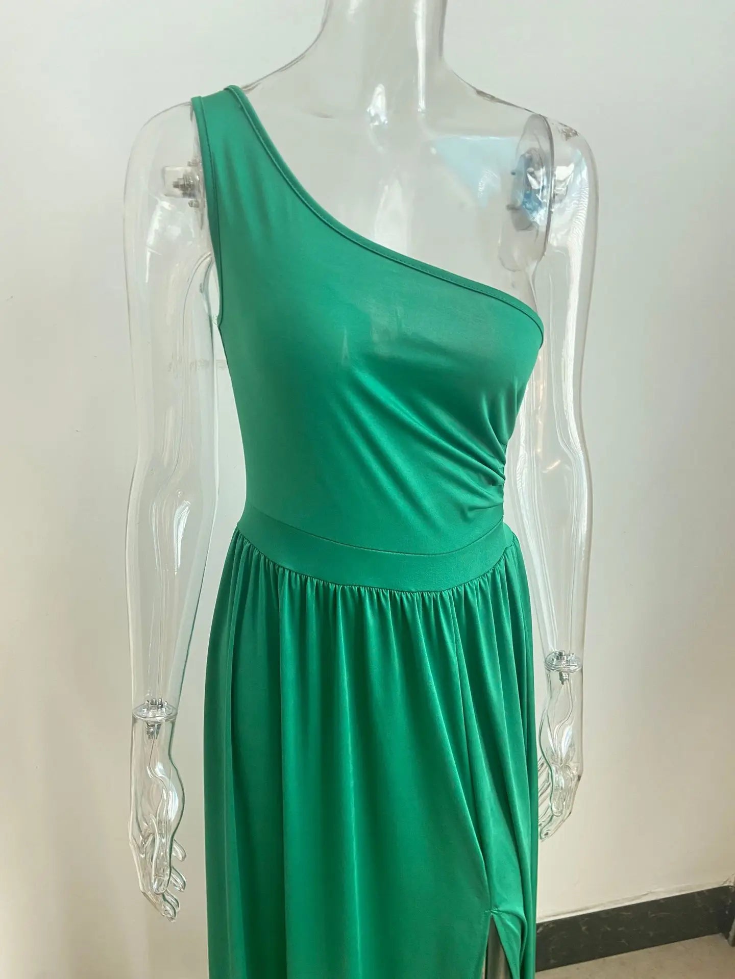 One Shoulder Slit Maxi Dress Elegant Evening Gown For Women